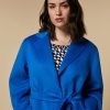 Vetements Marina Rinaldi | Manteau Double Face En Laine Melangee Bleuet