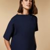 Vetements Marina Rinaldi | Robe En Jersey Technique Marine Fonce