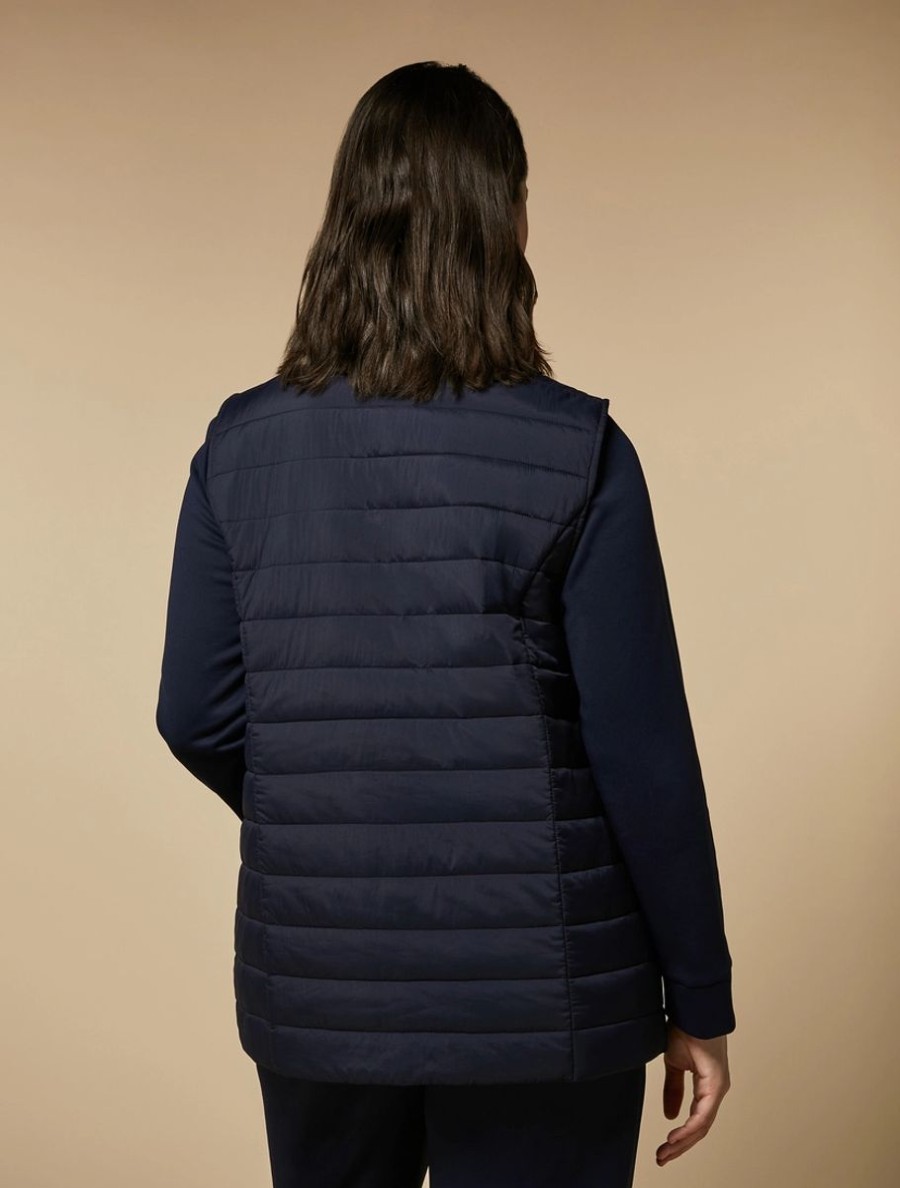 Vetements Marina Rinaldi | Gilet Rembourre En Nylon Technique Bleu Nuit