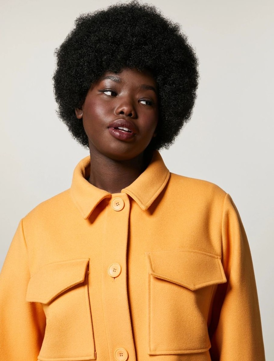 Vetements Marina Rinaldi | Veste En Jersey Compacte Orange