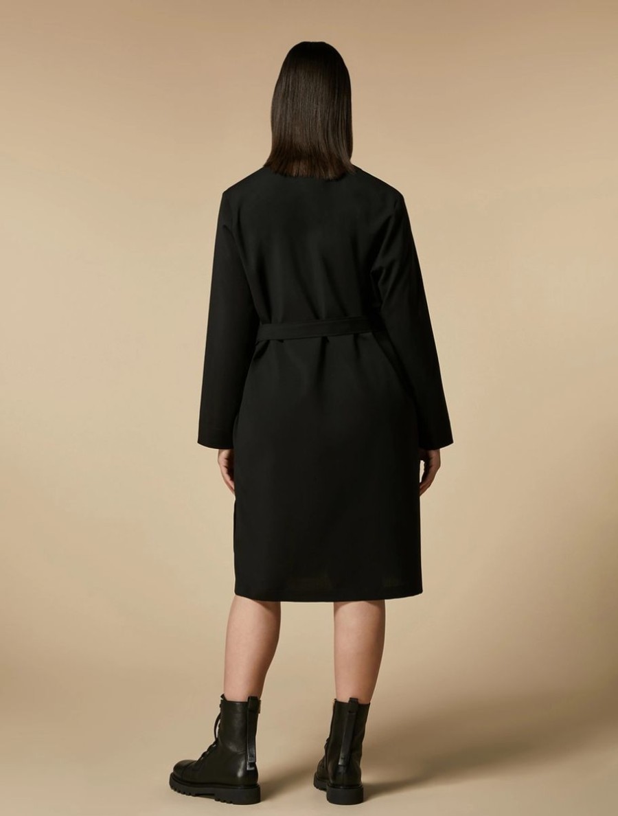 Vetements Marina Rinaldi | Robe Chemise En Pur Drap De Laine Noir