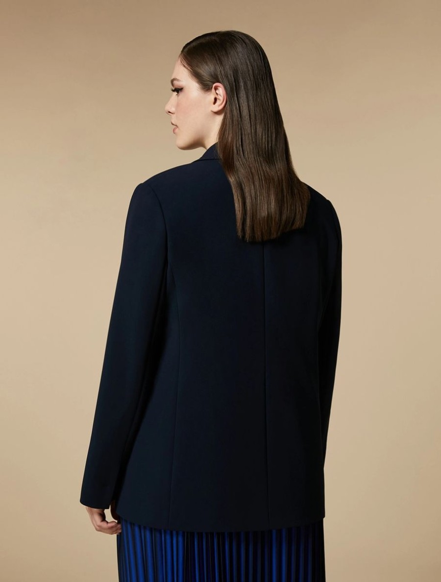 Vetements Marina Rinaldi | Veste Blazer En Triacetate Marine Fonce