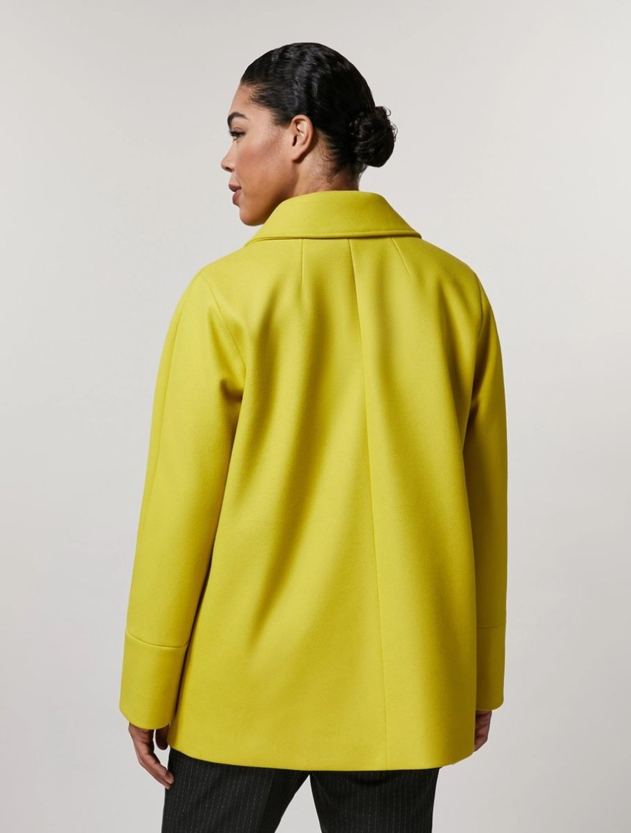 Vetements Marina Rinaldi | Caban En Tissu Jaune