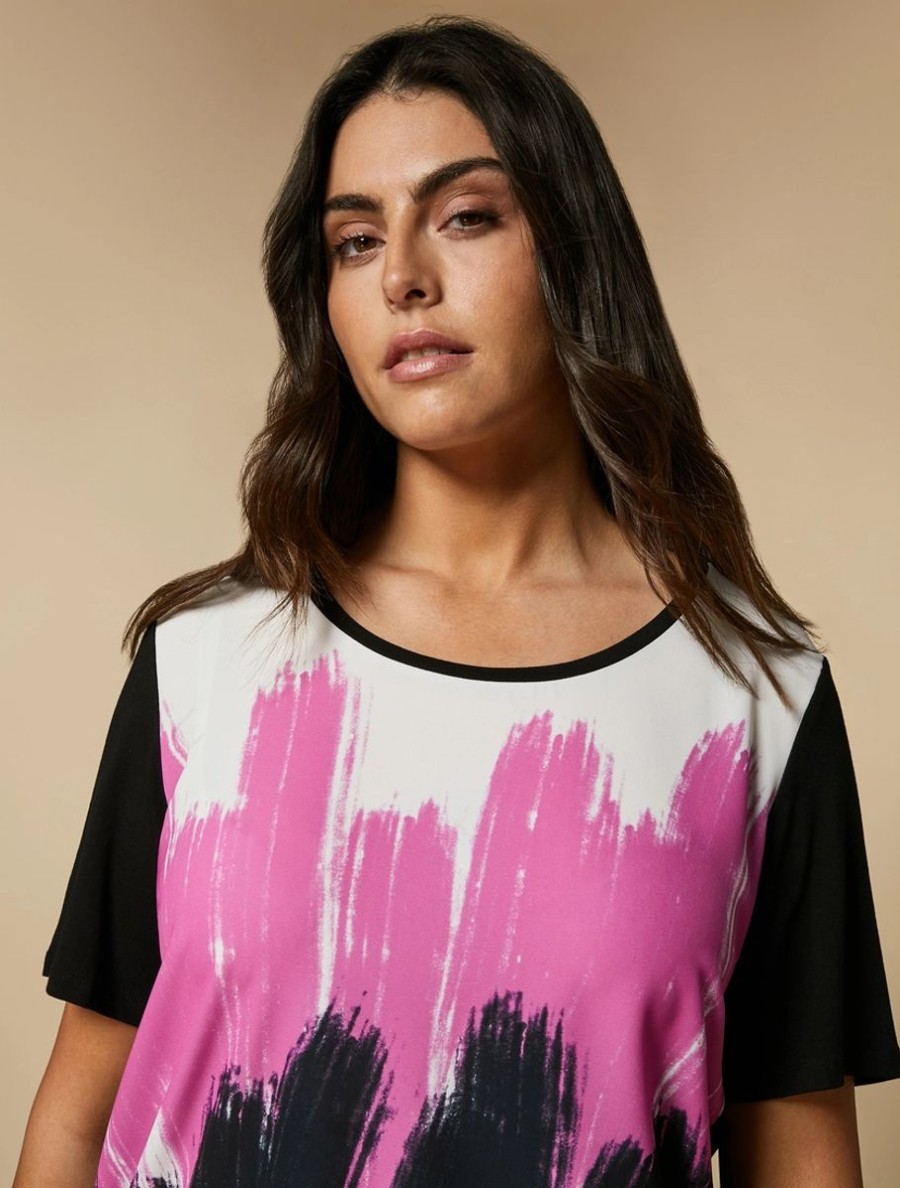 Vetements Marina Rinaldi | T-Shirt En Jersey A Imprime Noir