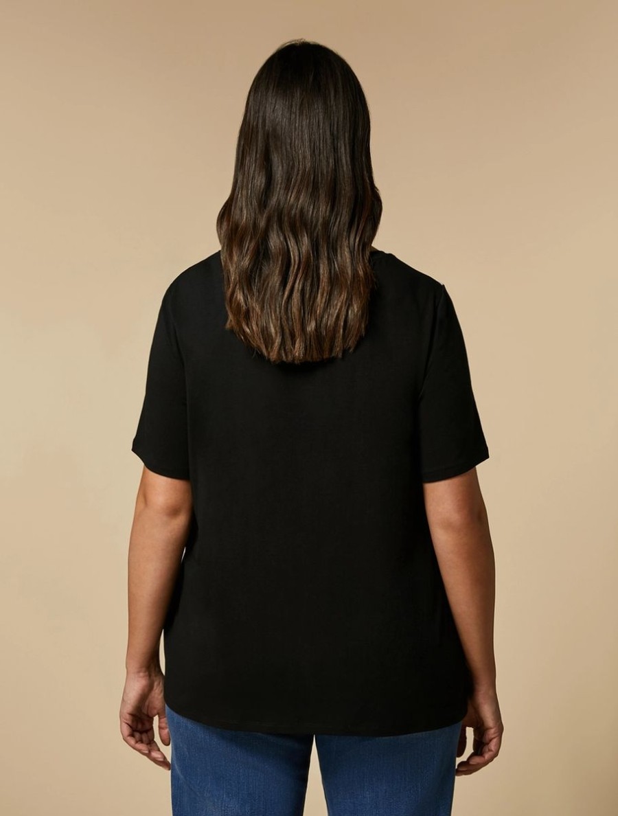 Vetements Marina Rinaldi | T-Shirt En Jersey A Imprime Noir