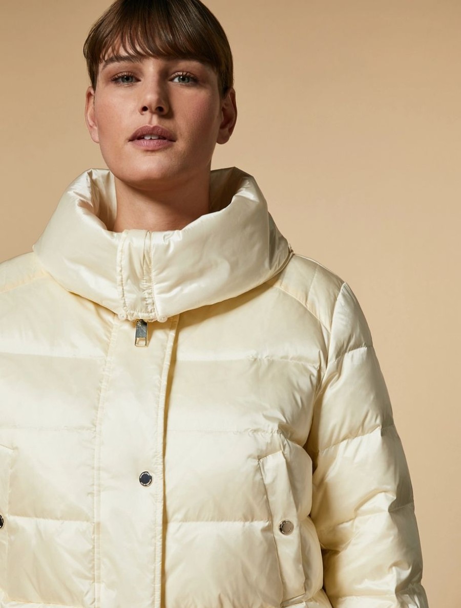 Vetements Marina Rinaldi | Veste Matelassee En Nylon Resistant A L'Eau Blanc