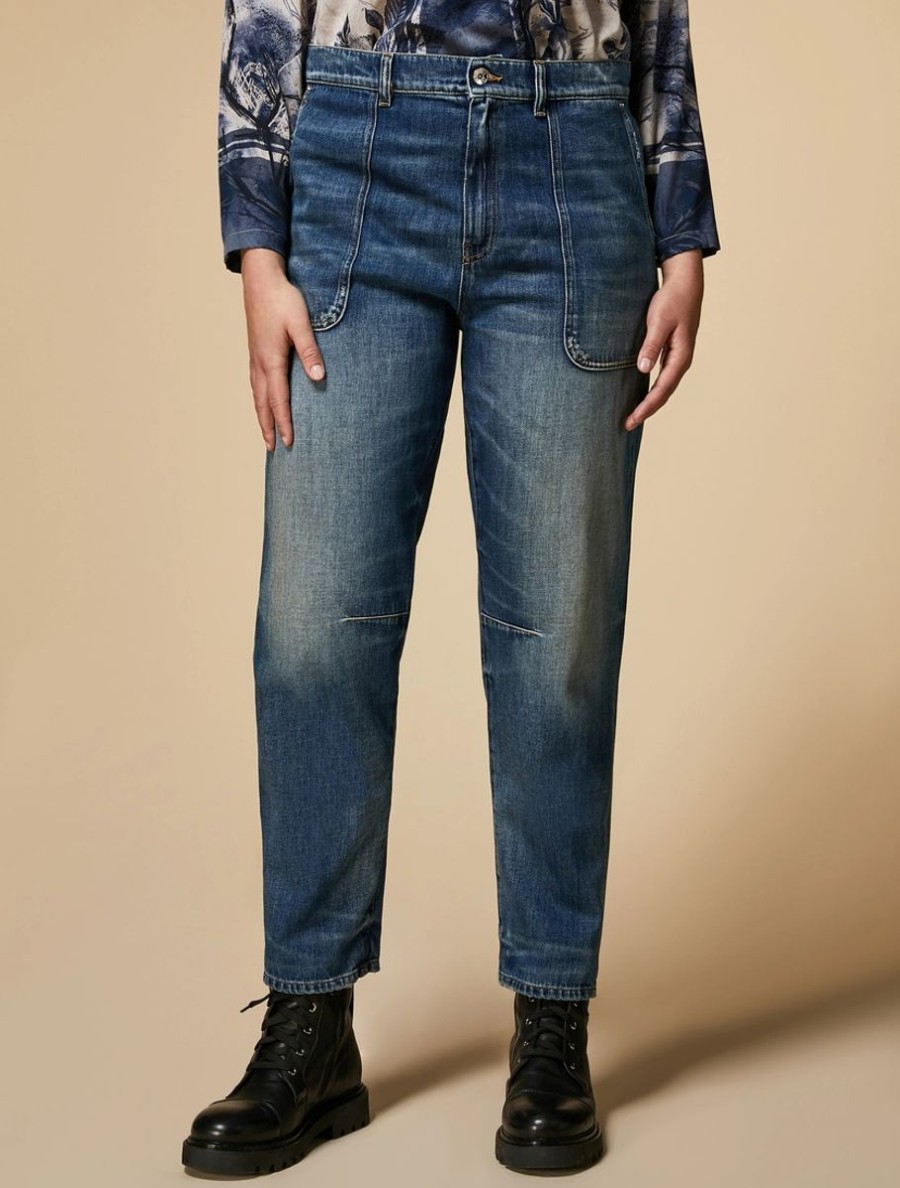 Vetements Marina Rinaldi | Jean Ample En Jean Bleu Ski