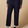 Vetements Marina Rinaldi | Pantalon Large En Viscose Melangee Marine Fonce