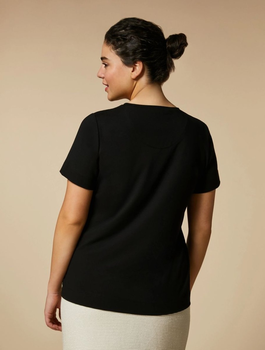 Vetements Marina Rinaldi | T-Shirt En Jersey De Viscose Noir