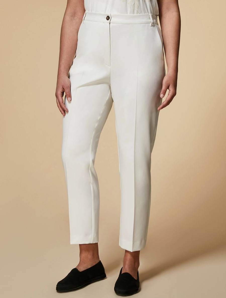 Vetements Marina Rinaldi | Pantalon Fluide En Gabardine Blanc