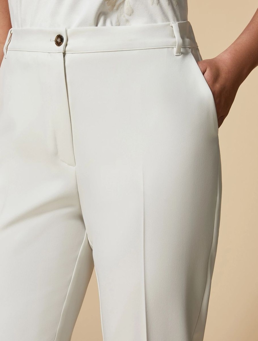 Vetements Marina Rinaldi | Pantalon Fluide En Gabardine Blanc